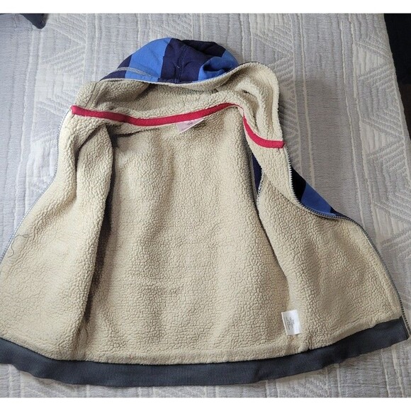 Hanna Andersson Sherpa Lined Hoodie 4Y (100) | Navy & Blue Rugby Stripe - Picture 4 of 6